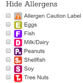 Food allergen information found on MyDining
